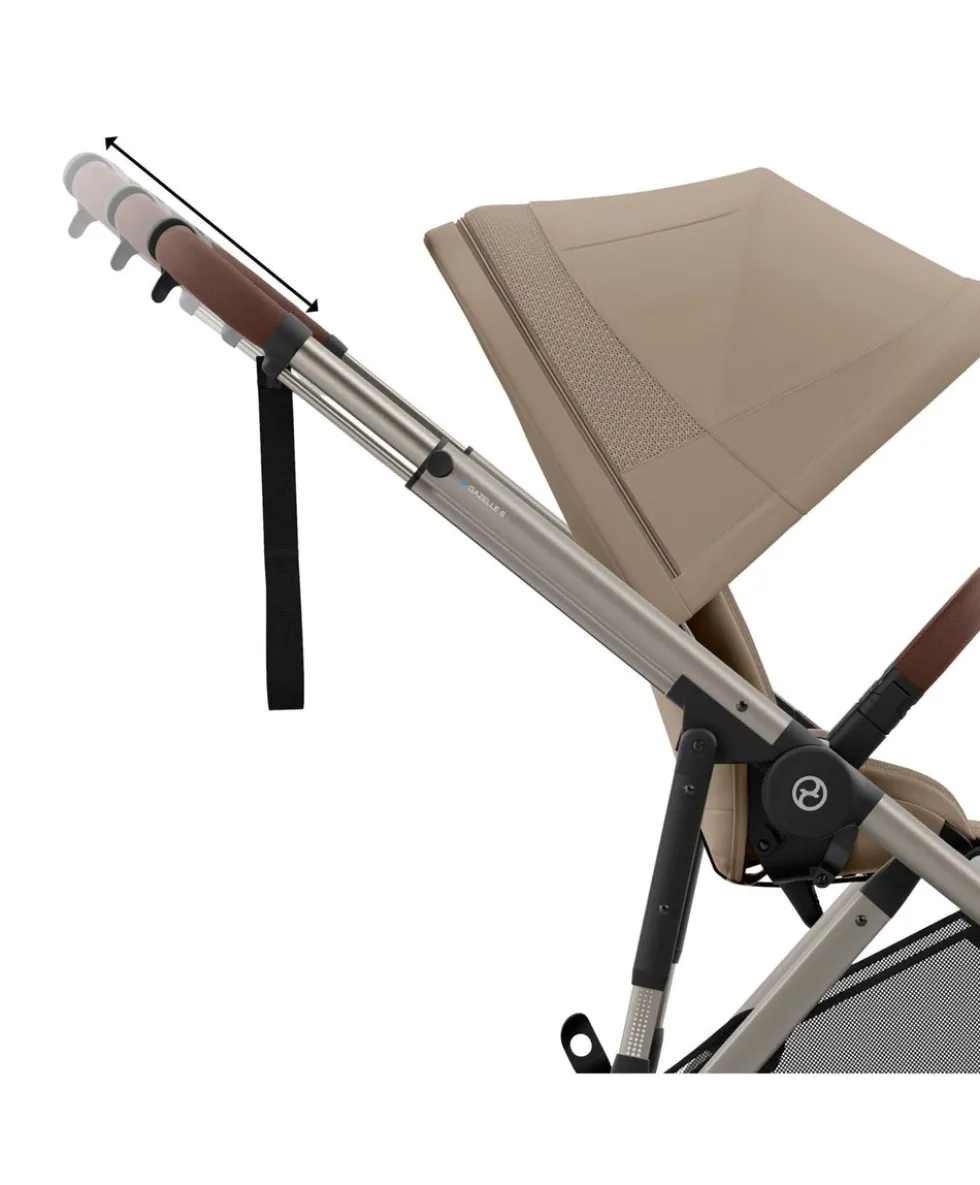 Cybex e-Gazelle S Electric Single to Double Pushchair Bundle with Cybex Cloud T+ i-Size Rotating Car Seat (7 Pieces) - Almond Beige