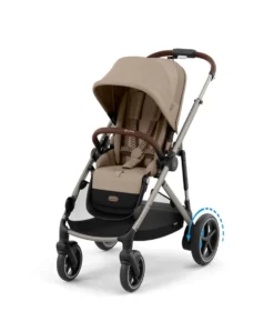 Cybex e-Gazelle S Electric Single to Double Pushchair Bundle (5 Pieces) - Almond Beige