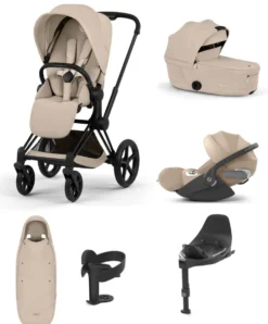 Cybex e-Priam Ultimate Pushchair Bundle with Cybex Cloud T i-Size Rotating Baby Car Seat & Base - Sepia Black