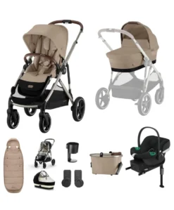 Cybex Gazelle S Pushchair Bundle with Cybex Aton B2 i-Size Car Seat & Base (7 Pieces) - Almond Beige