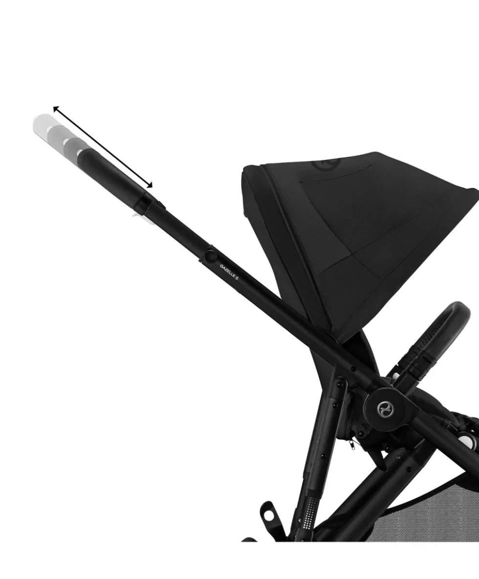 Cybex Gazelle S Pushchair Bundle With Cybex Cloud T i-Size + Baby Car Seat & Base (7 Pieces) - Moon Black