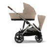 Cybex Gazelle S Twin Pushchair Bundle with Cybex Cloud T i-Size Rotating Baby Car Seat & Base (16 Pieces)- Almond Beige