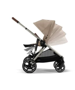 Cybex Gazelle S Twin Pushchair Bundle with Cybex Cloud T i-Size Rotating Baby Car Seat & Base (16 Pieces)- Almond Beige