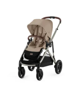 Cybex Gazelle S Twin Pushchair Bundle with Cybex Cloud T i-Size Rotating Baby Car Seat & Base (16 Pieces)- Almond Beige