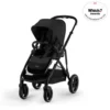 Cybex Gazelle S Twin Pushchair Bundle with Cybex Cloud T i-Size Rotating Baby Car Seat & Base (16 Pieces) - Moon Black