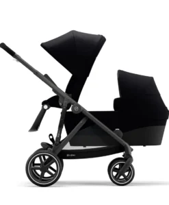 Cybex Gazelle S Twin Pushchair Bundle with Cybex Cloud T i-Size Rotating Baby Car Seat & Base (16 Pieces) - Moon Black