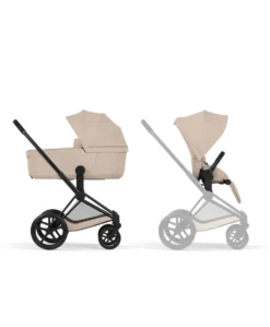 Cybex Priam Pushchair & Carry Cot Bundle With Cybex Cloud T Plus Car Seat & Base - Cozy Beige