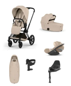 Cybex Priam Ultimate Pushchair Bundle With Cybex Cloud T Plus - Black/Cozy Beige