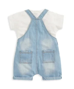 Denim Dungarees and White T Shirt - 2 Piece Set