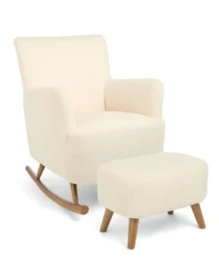 Elwood Nursing Chair & Stool - Off White Boucle
