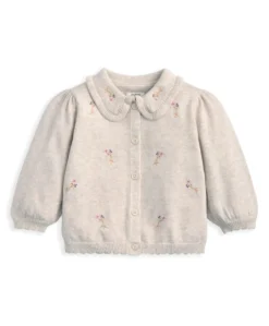Embroidered Cardigan and Leggings Set with Scallop Detail (2 Pieces)