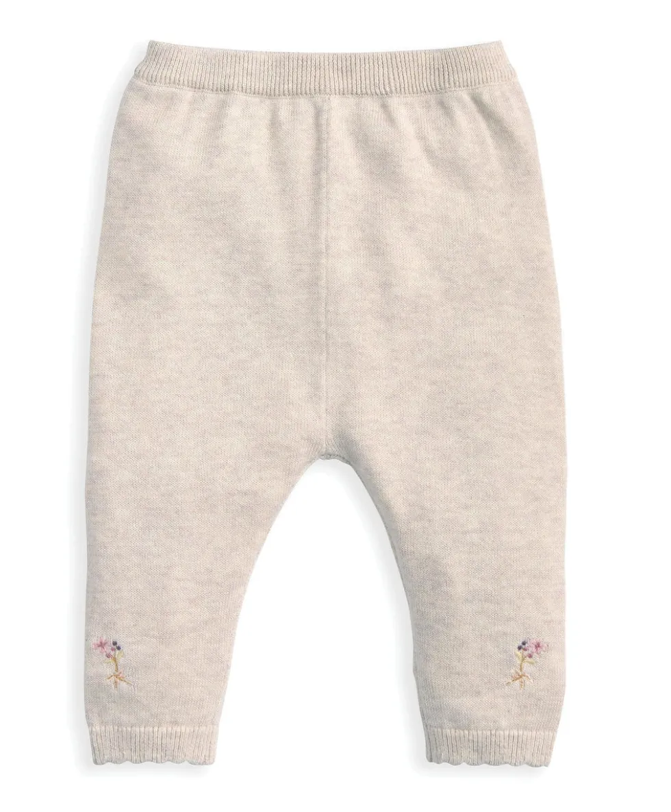Embroidered Cardigan and Leggings Set with Scallop Detail (2 Pieces)