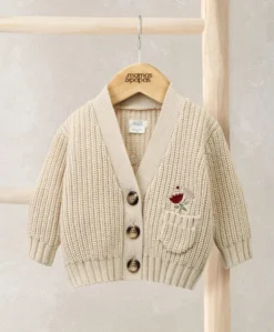 Embroidered Knitted Cardigan - Cream