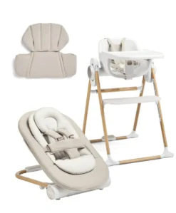 Eno Highchair, Bouncer & Cushion Complete Bundle - Cashmere