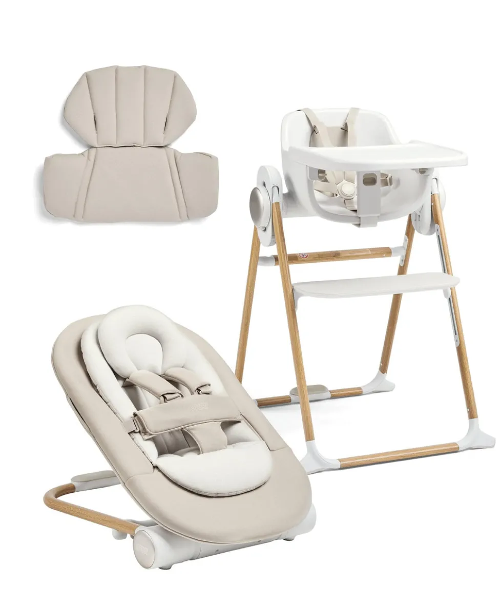 Eno Highchair, Bouncer & Cushion Complete Bundle - Cashmere
