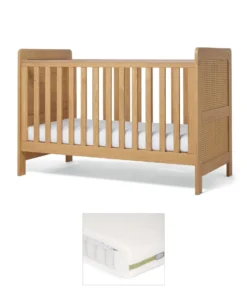 Esna Cotbed & Premium Pocket Spring Cotbed Mattress Bundle - Rattan