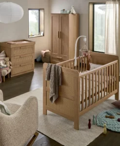 Esna Nursery Bundle with Lua Bedside Crib (6 Piece) – Rattan