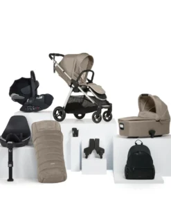 Flip XT³ Pushchair Bundle with Cybex Cloud T i-Size Baby Car Seat (8 Pieces) - Fawn