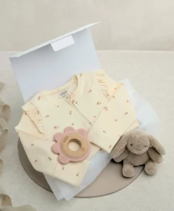 Floral & Bunny Gift Box with teething toy - newborn