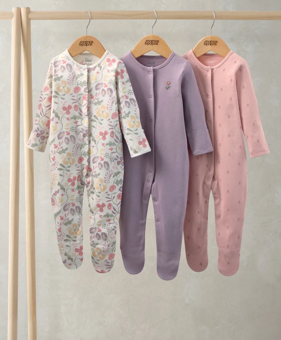 Floral Sleepsuits (Pack of 3)