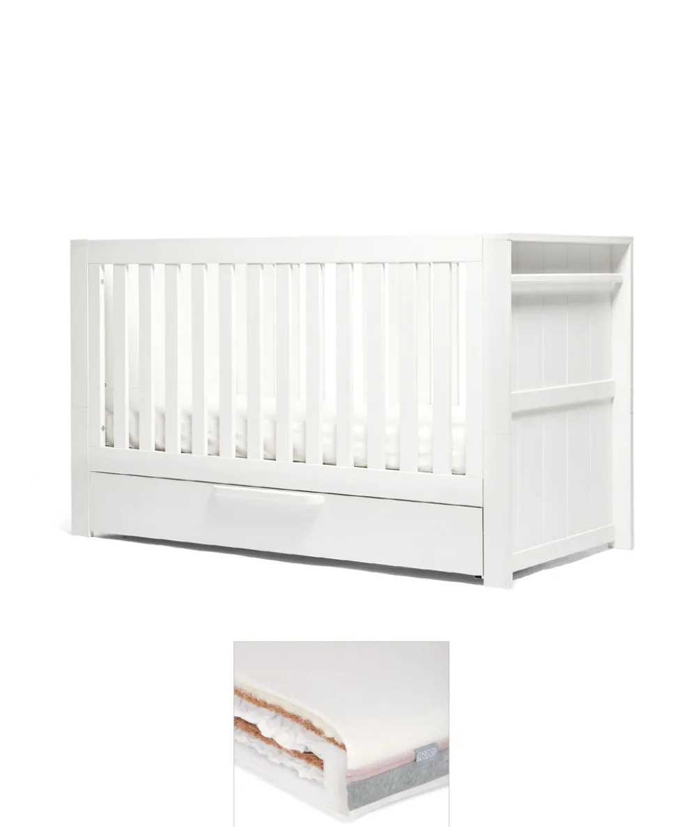 Franklin Cotbed & Luxury Hybrid Twin Mattress Bundle - White Wash