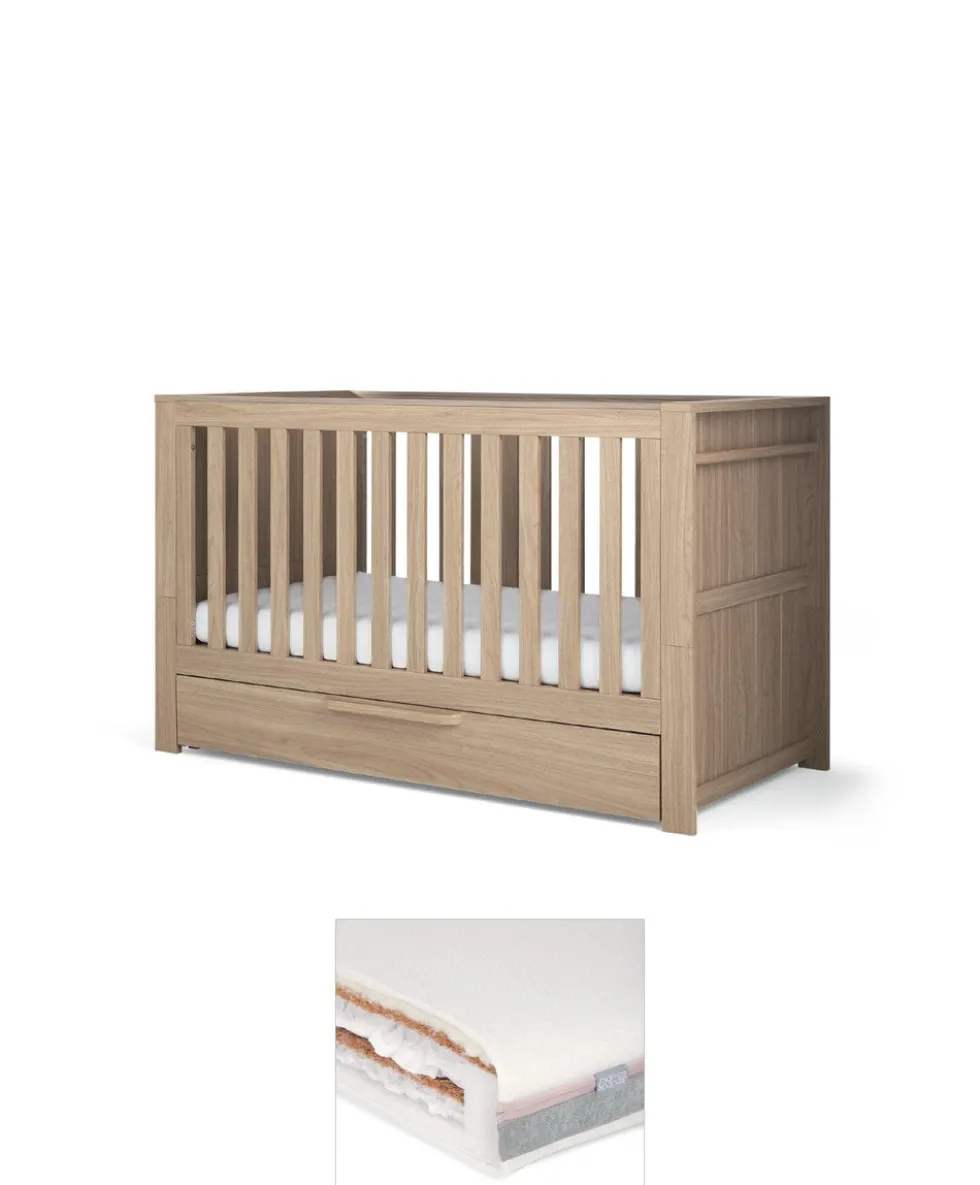 Franklin Cotbed & Luxury Hybrid Twin Mattress Bundle - Oak