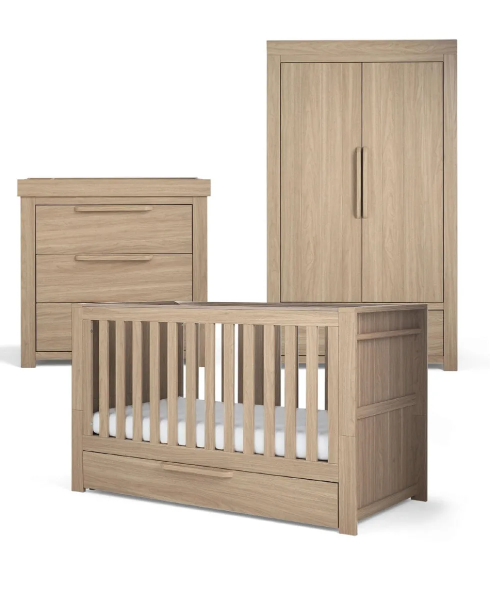 Franklin 3 Piece Cotbed Range with Dresser Changer & Double Wardrobe - Oak