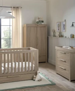 Franklin 3 Piece Cotbed Range with Dresser Changer & Double Wardrobe - Oak