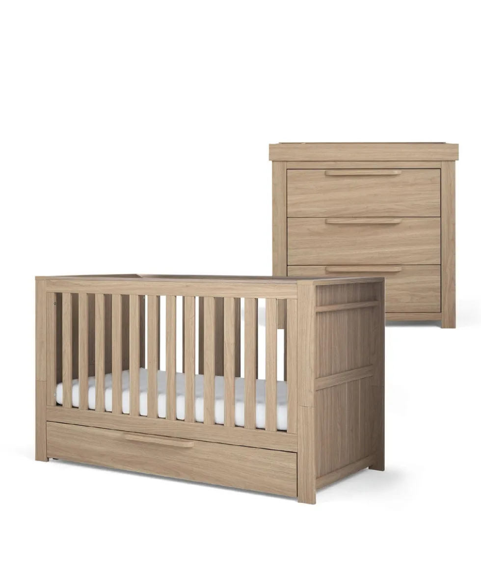 Franklin 2 Piece Cotbed Set with Dresser Changer - Oak
