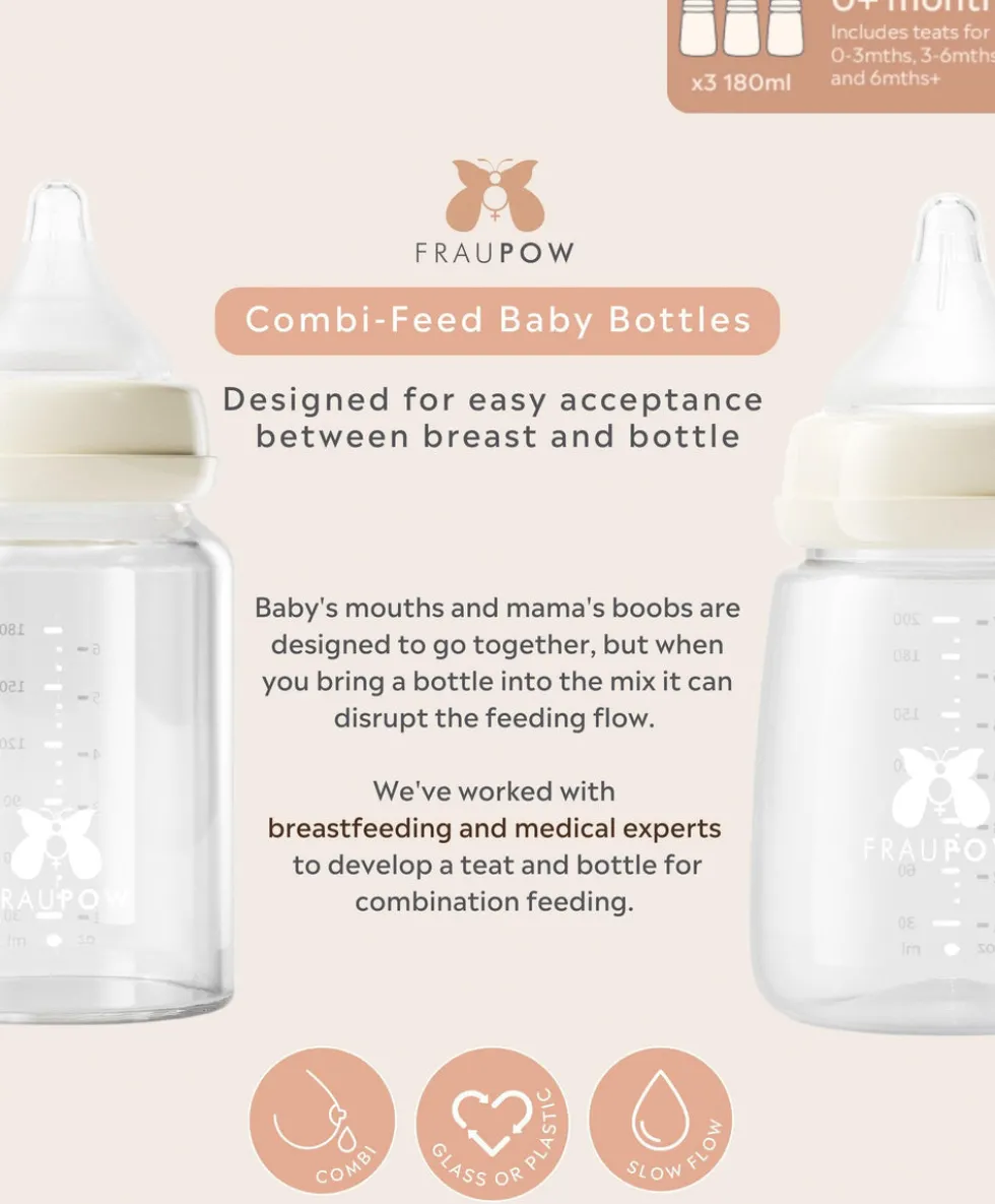 Fraupow Combi-Feed Baby Bottles - (Pack of 3)