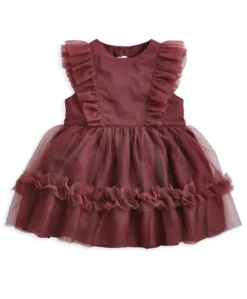 Frill Shoulder Tulle Dress - Pink