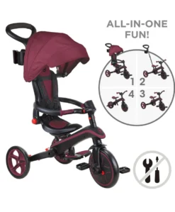 Globber Explorer Trike Foldable 4in1 - Burgundy