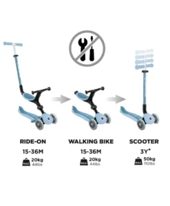 Globber Go Up Active Lights Eco - Blueberry