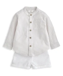 Grandad Collar Shirt & Shorts Set (2 Pieces)