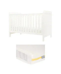 Hampden Cotbed & Essential Airflow Pocket Spring Mattress Bundle - White