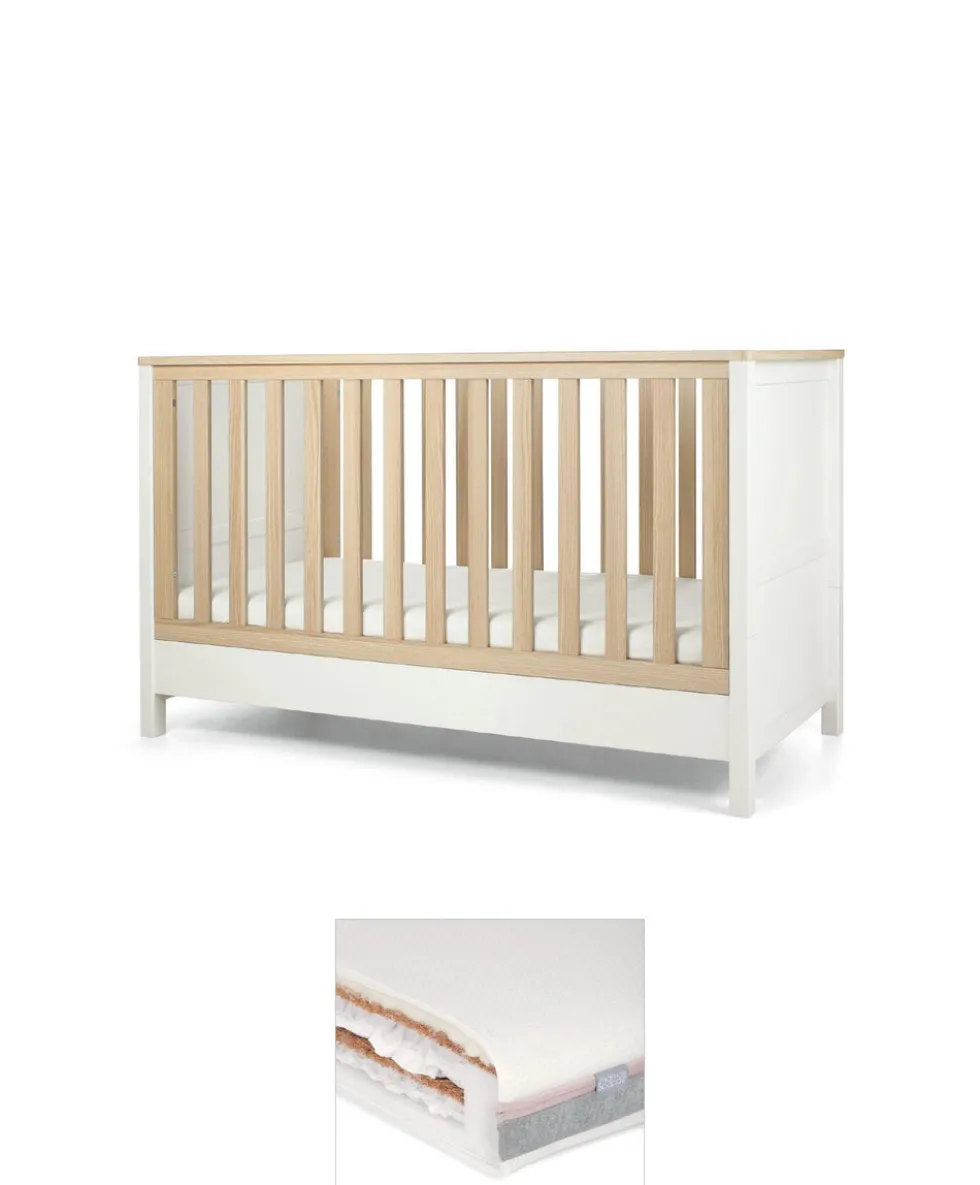 Harwell Cotbed & Luxury Hybrid Twin Mattress Bundle - White