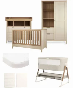 Harwell Nursery Bundle with Lua Bedside Crib (6 Piece) – Cashmere