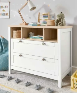 Harwell Nursery Bundle with Lua Bedside Crib (6 Piece) – White