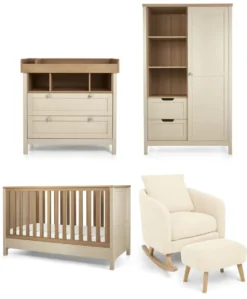 Harwell 3 Piece Cotbed Range with Alma Nursing Chair & Stool - Cashmere/Off White Boucle