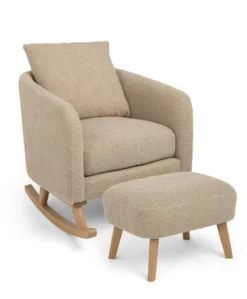 Harwell 3 Piece Cotbed Range with Alma Nursing Chair & Stool - White/ Fawn