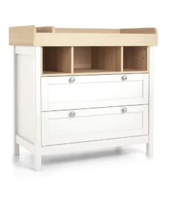 Harwell 3 Piece Cotbed Range with Alma Nursing Chair & Stool - White/ Fawn