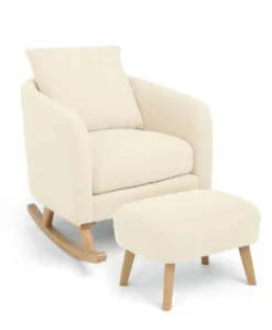 Harwell 3 Piece Cotbed Range with Alma Nursing Chair & Stool - White/ Off White Boucle