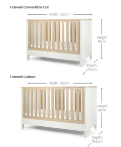 Harwell 3 Piece Small Cotbed Range with Dresser Changer & Wardrobe - White