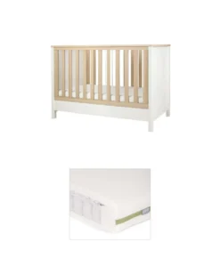 Harwell Small Cotbed Bundle with Premium Pocket Spring Small Cotbed & Cot Mattress - White