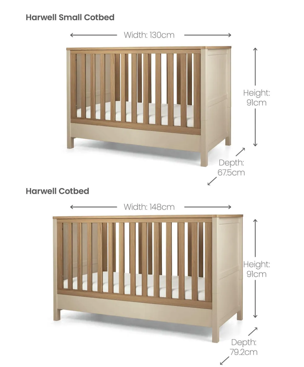 Harwell Small Cotbed Bundle with Essential Airflow Pocket Spring Small Cotbed & Cot Mattress - Cashmere