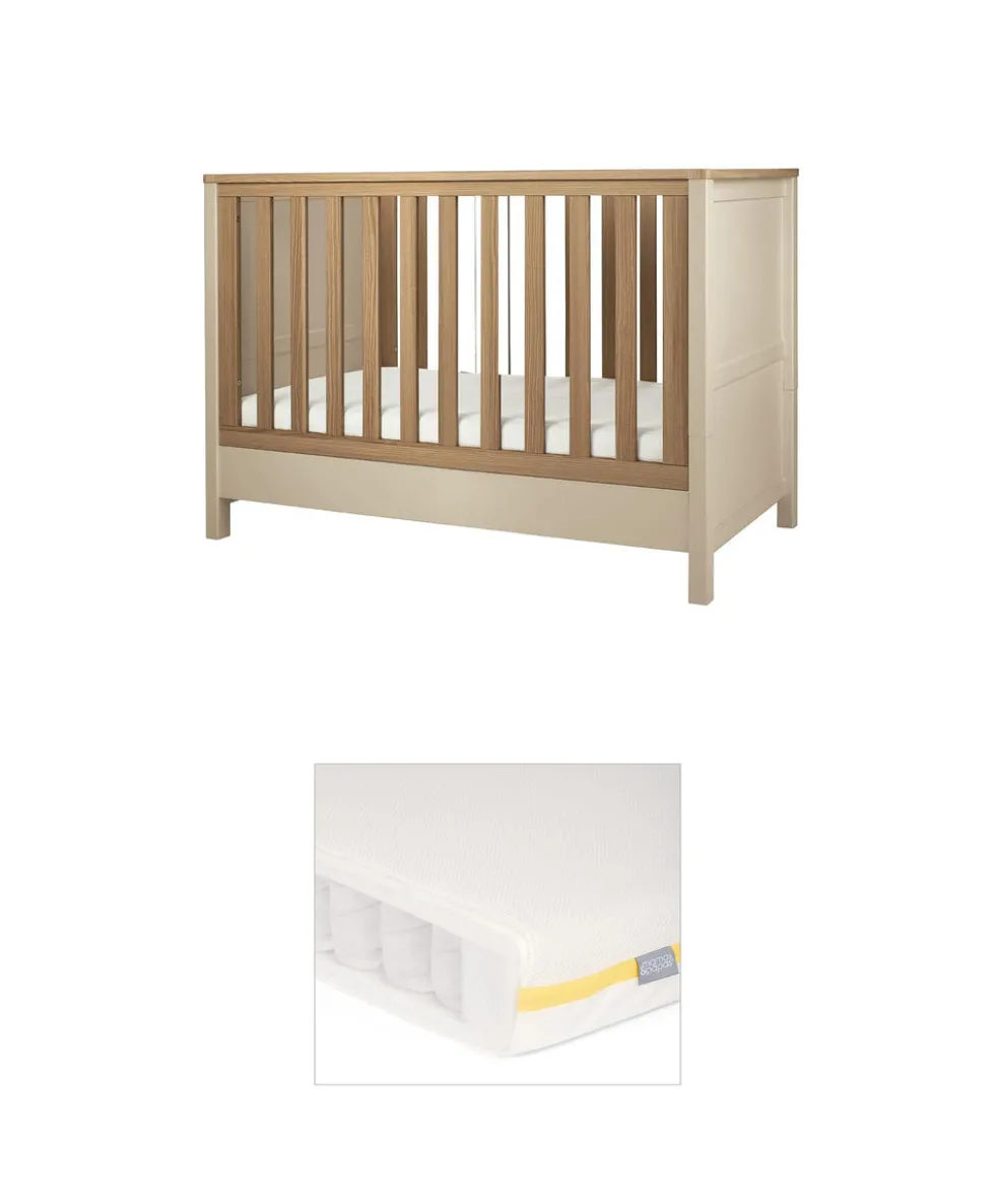 Harwell Small Cotbed Bundle with Essential Airflow Pocket Spring Small Cotbed & Cot Mattress - Cashmere