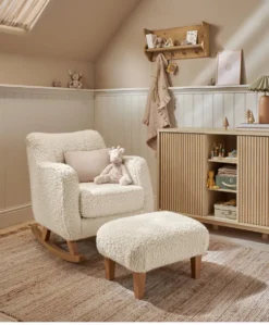 Hilston Nursing Chair & Footstool Set - Snow Teddy