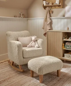 Hilston Nursing Chair & Footstool Set - Biscuit Teddy