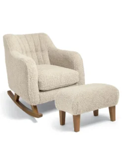 Hilston Nursing Chair & Footstool Set - Biscuit Teddy