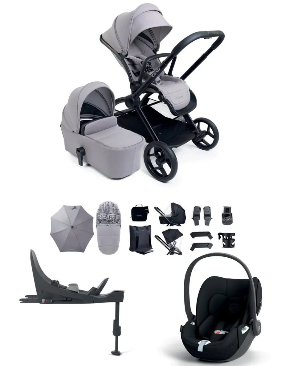 iCandy Core 2 Pushchair Bundle With Cybex Cloud T+ Car Seat & Base - Storm Grey